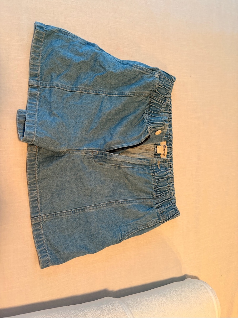 Madewell Light Blue Elastic-Waist Denim Shorts